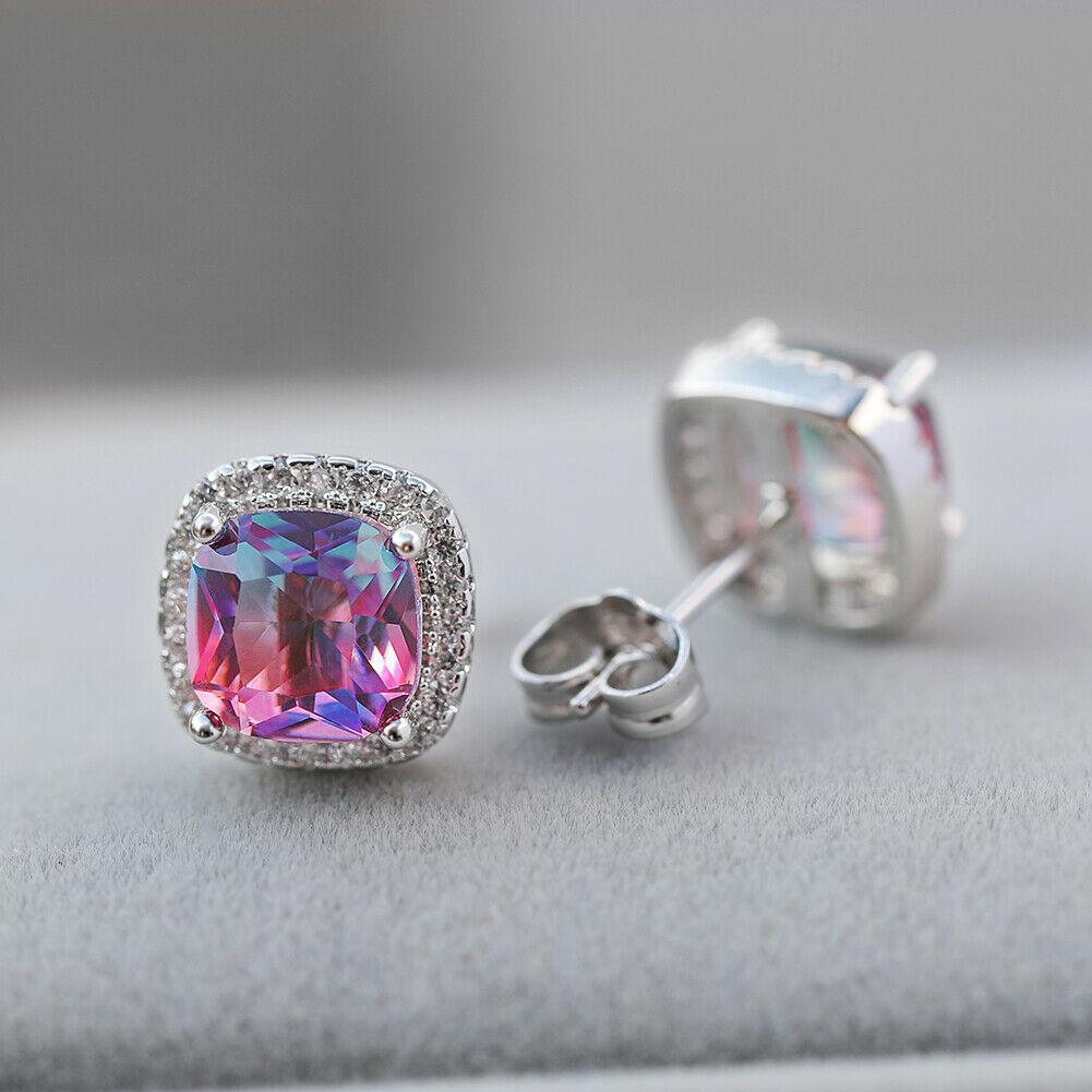 Geometric Statement Earrings With Rainbow Cubic Zirconia For Fashion Jewelry Lovers