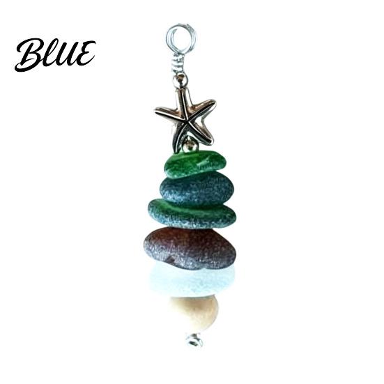 Handcrafted Ocean Inspired Gift Sea Glass Tree Ornament Handmade Starfish Hanging Ornament Decoration Coastal Style Pendant for Christmas Tree Bag