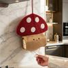 Tissue Box Soft Velvet Fabric Hanging Tissue Holder with Lanyard Wall-Mounted Tissue Case Cute Mushroom Shapes Organizer for Home