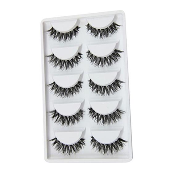 

Puntos 5 пар натуральных длинных перекрестных накладных ресниц для макияжа, густые черные ресницы для глаз