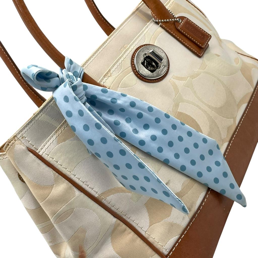 Used COACHHandbag white/Brown Canvas/leather Women