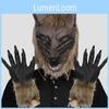 Furchterregende Wolfskopfmaske und Handschuhe Set für Halloween-Party Kostüm Spaß und kreatives Verkleiden