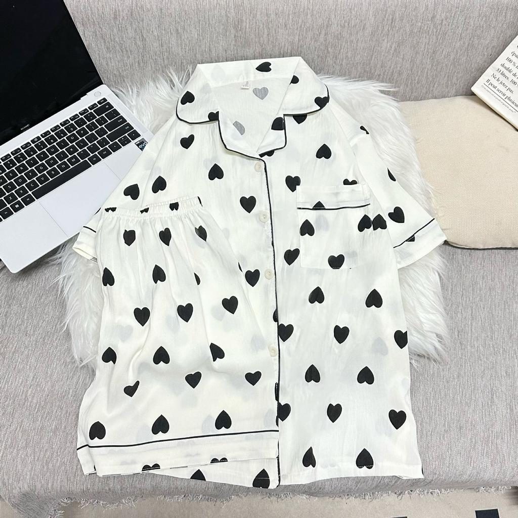 Cloud Cotton Gauze Pajamas Women's Summer Ins Love Short-sleeved Suit Simple Loungewear Can Be Worn Outside