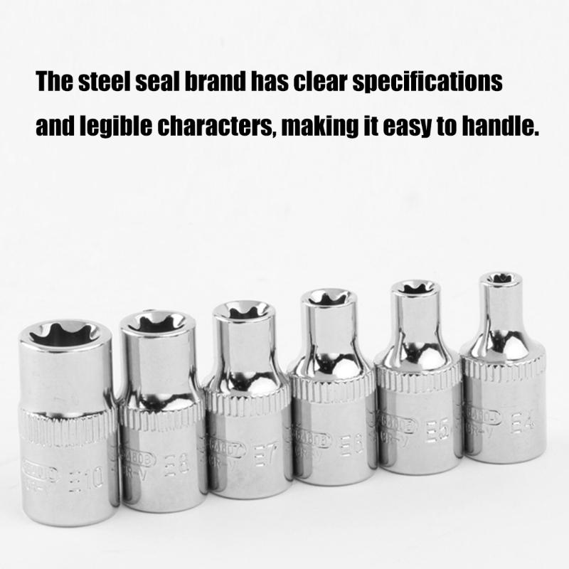 6Pcs Multipurpose Hex Socket 1/4Inch Socket Set With Ratchets Compatibility Professional Heavy Duty Steel Construction