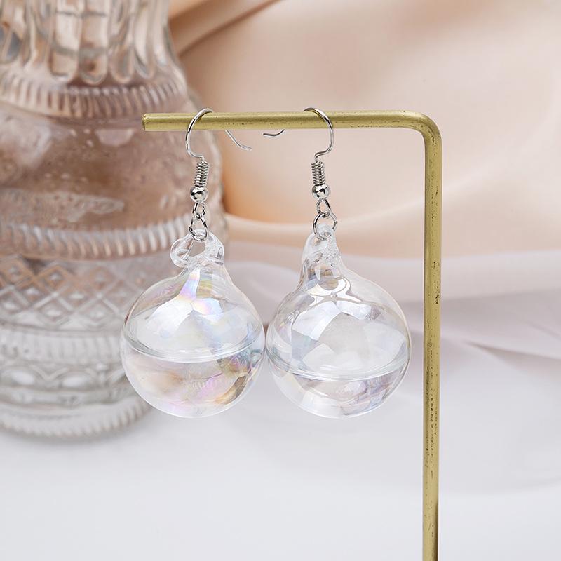 

Прозрачные серьги-шарики из стекла - Вдохновленные певицей Анжелой Чан, простой и элегантный дизайн длинных водяных шариков.