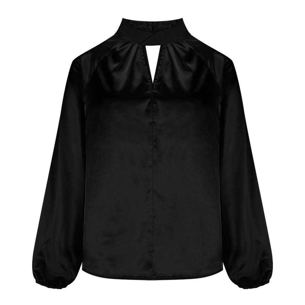 2025 New Satin Silk V-neck Long Sleeve Women's Loose Top