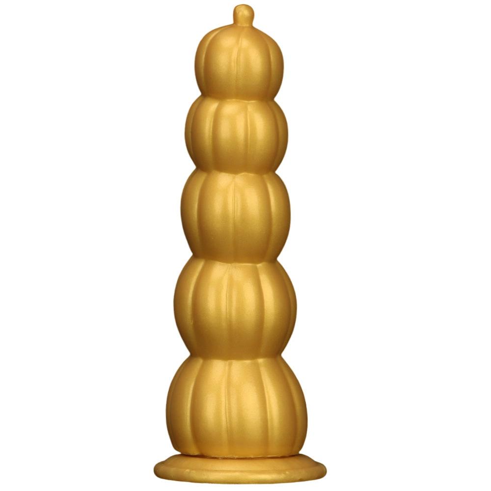 Huge Gold Silicone Anal Plug Threaded Dildo Realistic Big Dick Sex Toy for Men Fisting