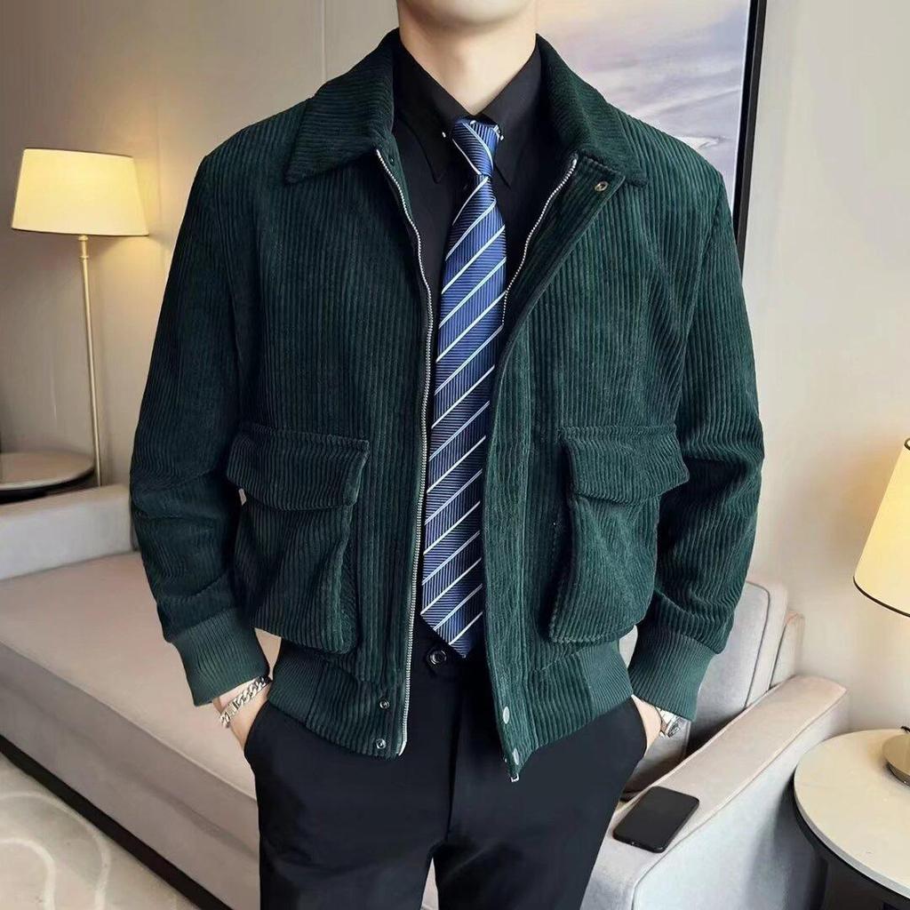 Unisex American Retro Corduroy Jacket - Trendy Spring/Autumn Workwear with High Street Lapel Design