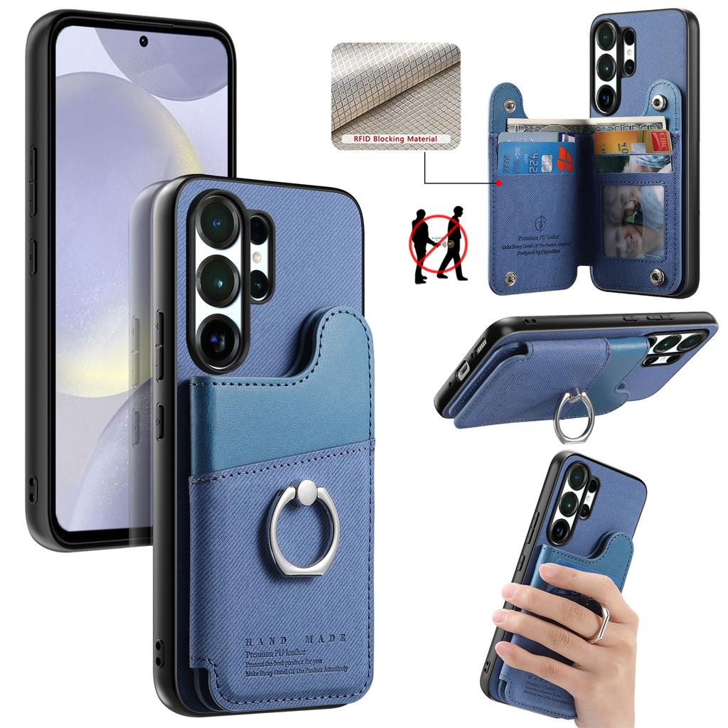 Luksusowy portfel z wzorem kowbojskim, uchwyt na pierścień, skórzane etui do Samsung S25 Ultra S24 Plus S23 A17 A07, gniazdo na kartę RFID, etui z podstawką