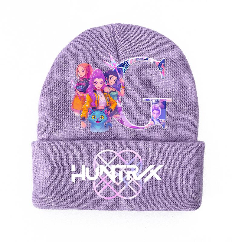 K Pop Demon Hunters Jenter Strikkeluer Tegneseriebokstaver Barn Hodeplagg Bomull Vinter Søt Ullue Anime Barn Bursdagsgaver