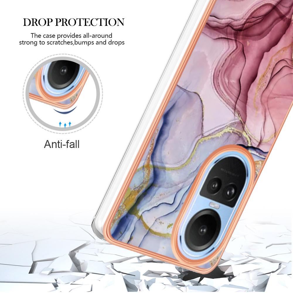 YB IMD Series-16 Style E TPU Case for Oppo Reno10 5G (Global) Electroplating 2.0mm Marble Pattern IMD Phone Cover