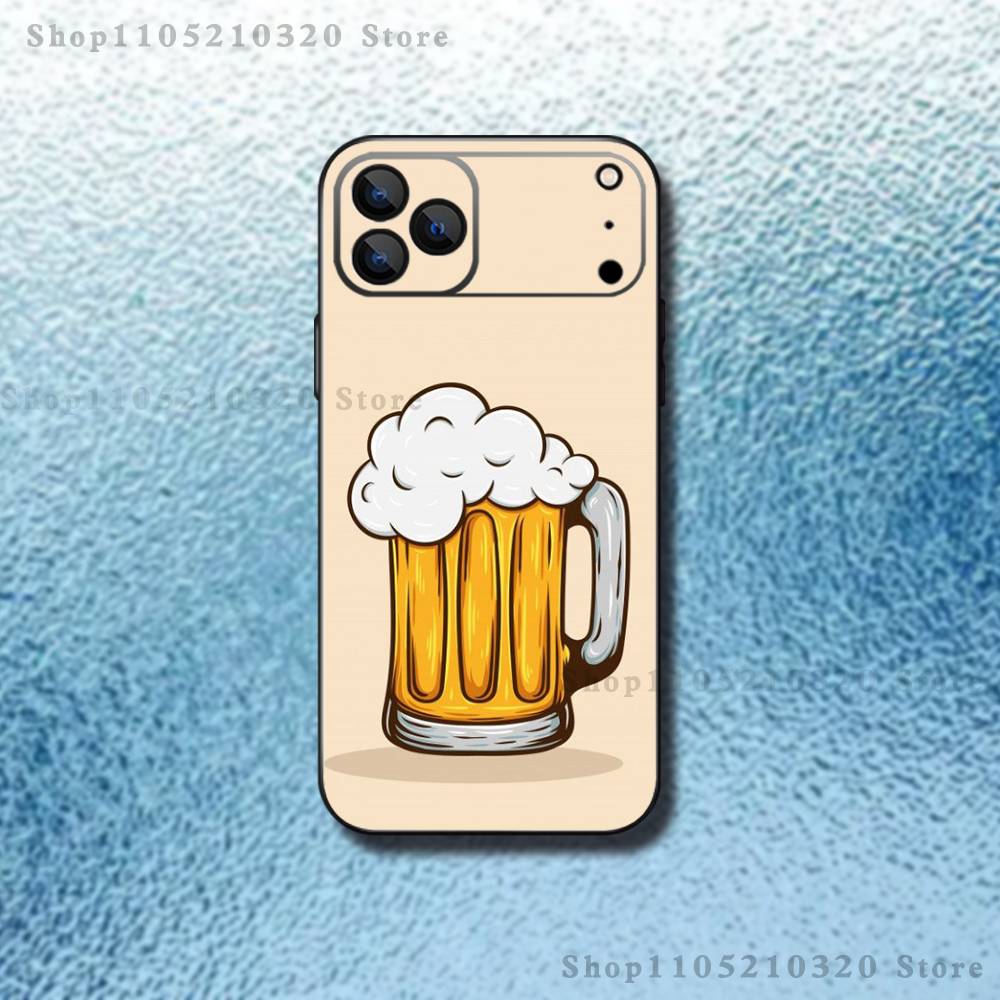 Beer Art Pattern Phone Case For iPhone 17,16,15,14,13,12,Pro,Max,Plus,E,SE4,Air,Mini Black Soft Box