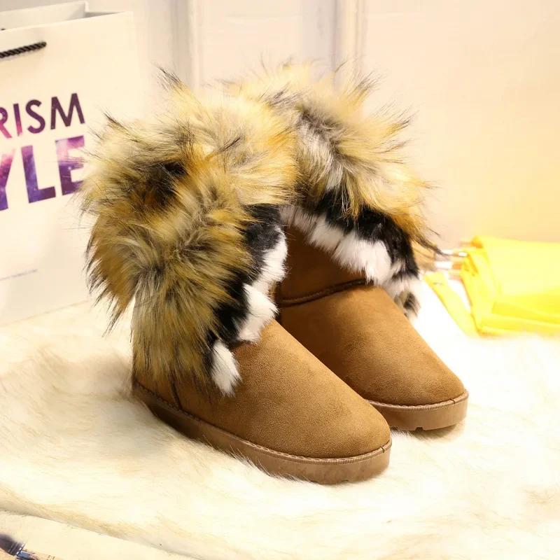 Fashion Winter 2024 New In Ladies Mid Calf Snow Boots Spring Autumn Pu Large Size Warm Comfortable and Elegant 39 Female Half High Shoes