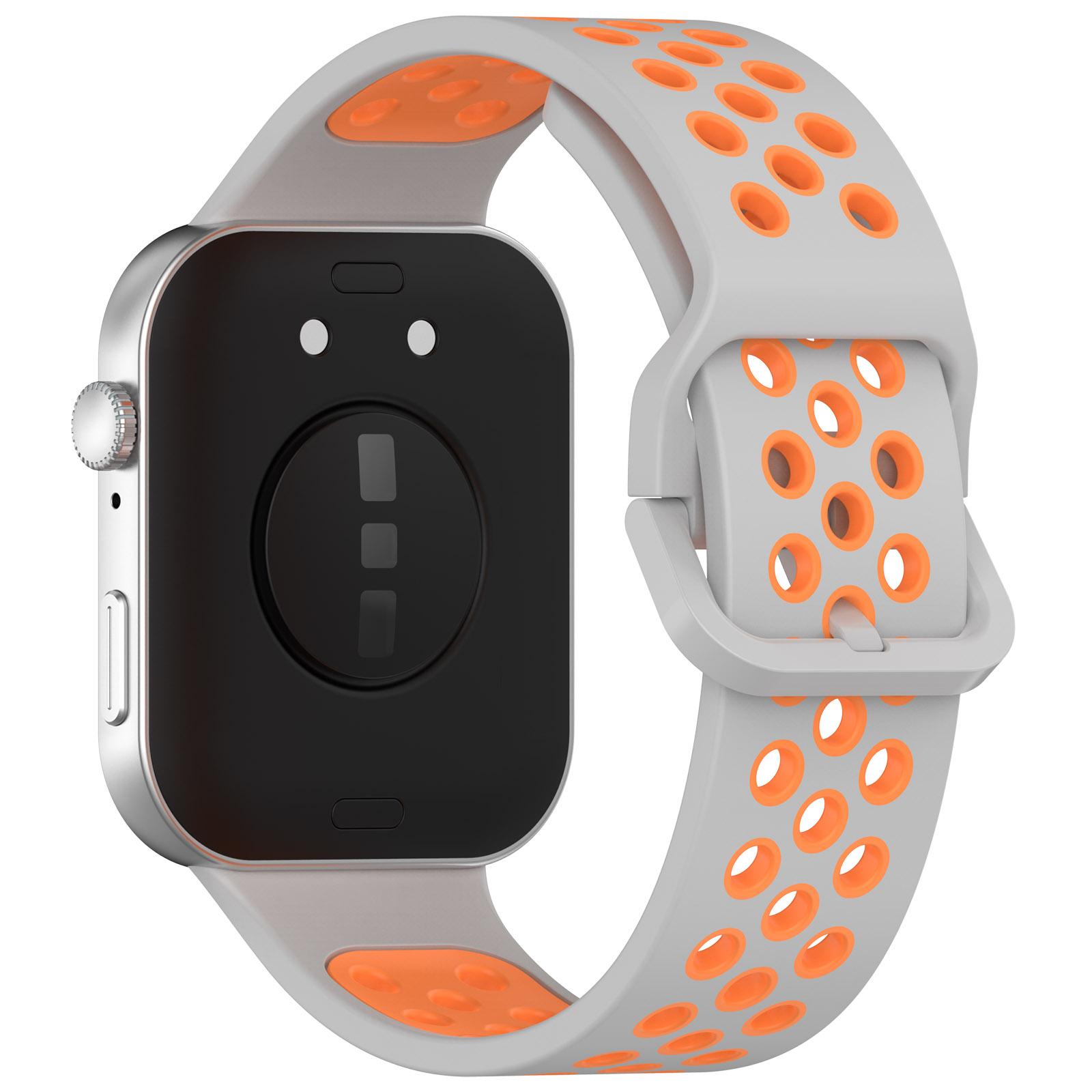 

For Huawei Watch Fit 3 Soft Silicone Watch Strap Replacement Dual Color Band Grey+Orange