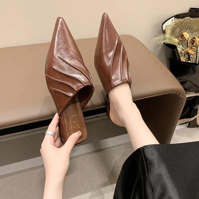 Pointed Toe Flats Slippers Women Fashion Shoes Summer Mules Sandals 2024 Dress Pleated Slingback Slides New Women Flip Flops