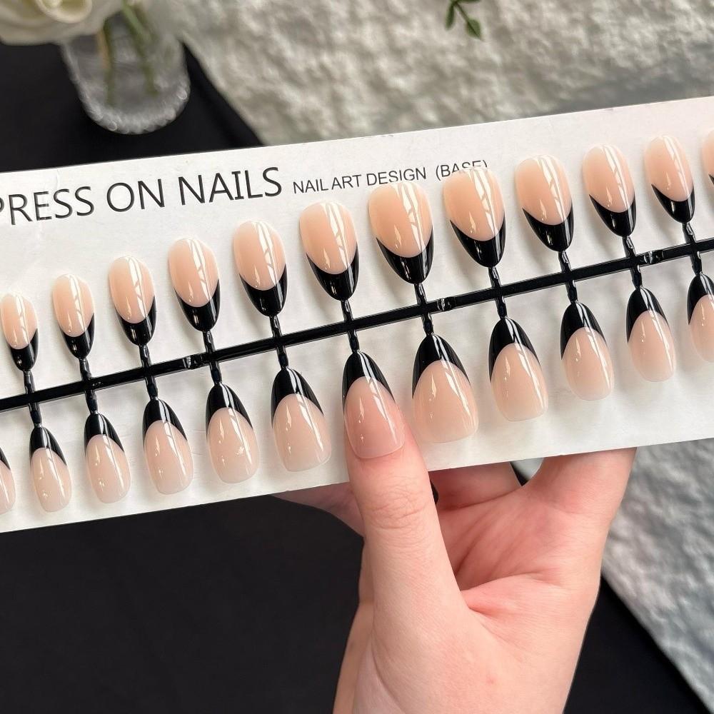 Mode 30 Stück Press-On-Nägel Mandelform Mittellange Falschnägel Matt Nude Glänzendes Finish Nagelspitzen Tägliches Tragen