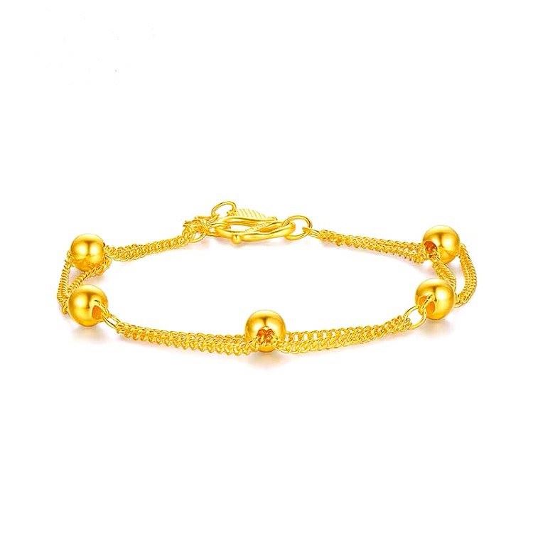 Dubai Jewelry Gold PlatedMatte Round Bead Bracelet Exquisite Craftsmanship Gold Plated Transfer Bead Bracelet Ladies Jewelry
