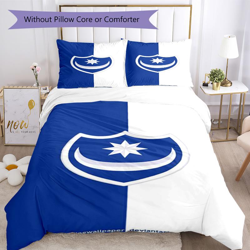 Set Copripiumino Stampato Portsmouth F.C. – include 1 copripiumino e 2 federe coordinate Decorazione per la camera da letto Regali di Natale