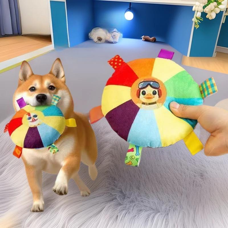 1 pezzo Frisbee Vocale Cane Peluche Sonoro Campanellino Giocattolo Cartone Animato Cane Piccolo Teddy Masticare Giocattolo Resistente all'Usura e ai Morso Accessori per Animali Domestici