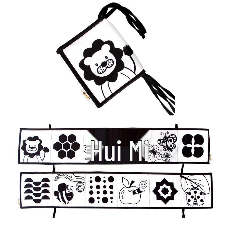 Schwarz-Weiß Babybett-Nestchen Stoffbuch: Cartoon Tierdesign, Beißring, Anti-Kick, Hängendes Säuglingszubehör