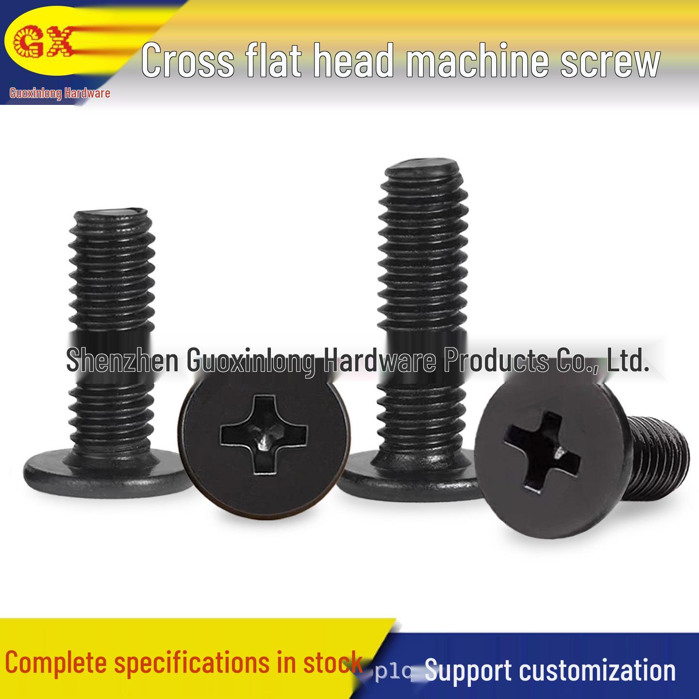 Large Carbon Steel Black Flat Head Machine Screw CM1.4-M5*2/3.5/7/9 3.0CM1.6*4 (500 pieces)