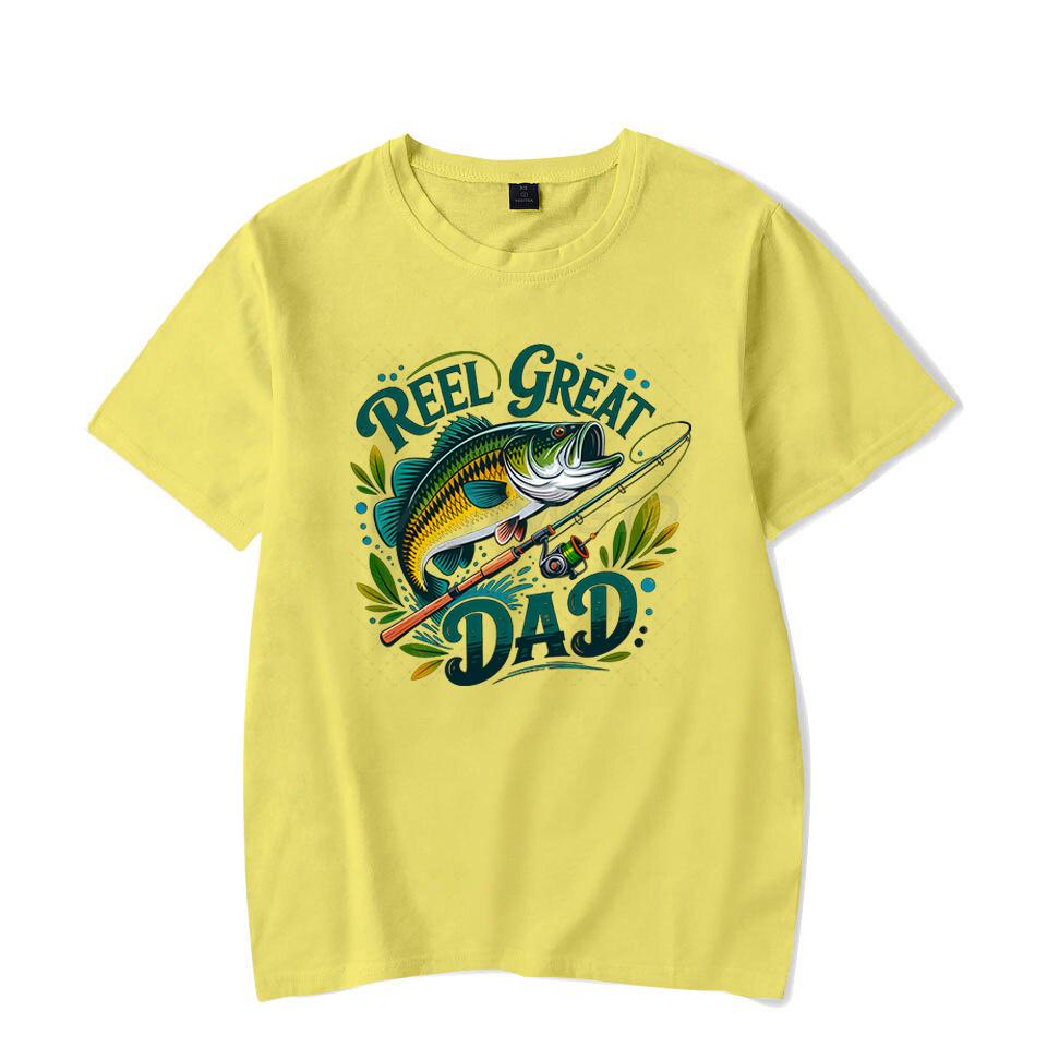 Reel Great Dad Graphic T Shirts for Men Fishing Life Funny Short Sleeve Tee Shirt Fishing Lovers Trendy Dad Design Summer Tops