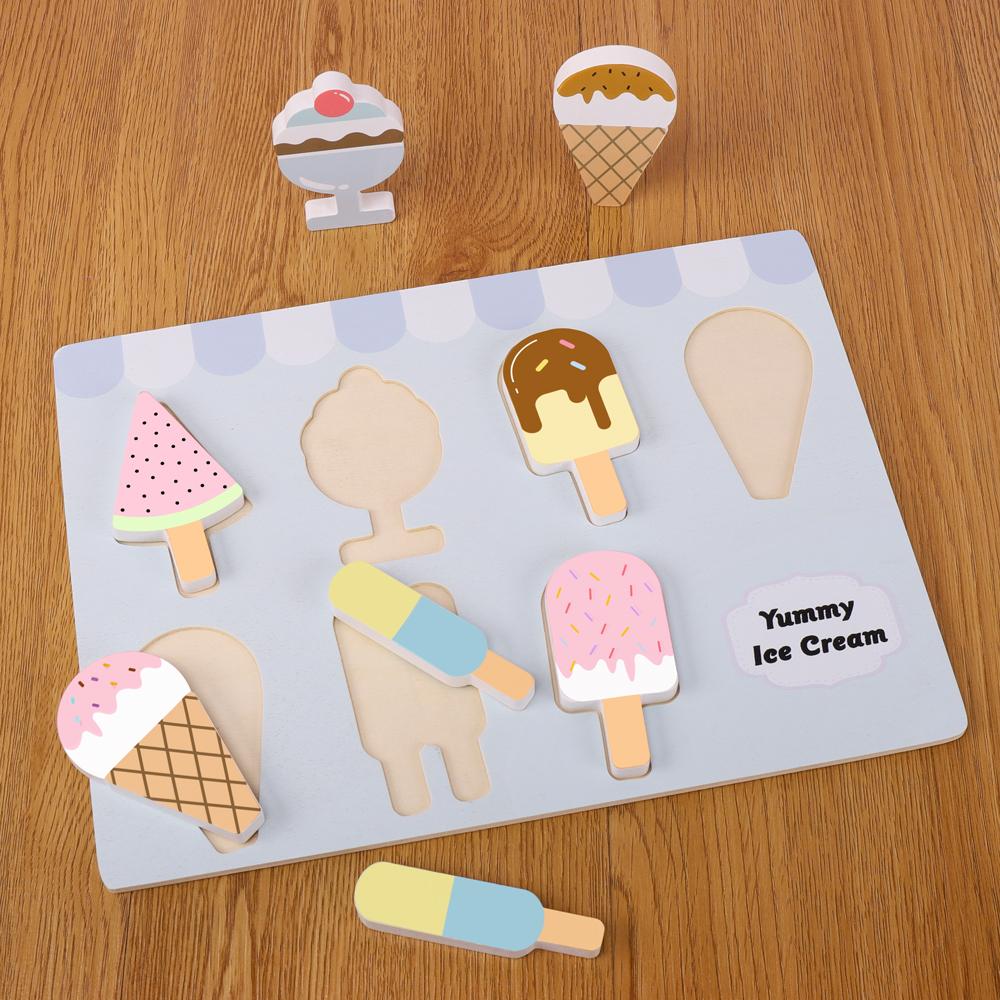 The American ice cream board toy consists of 7 ice creams of different colors and shapes