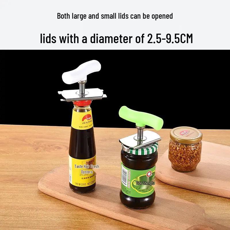 Stainless Steel Multifunctional Bottle and Can Opener with Rotating Lid for Twist-off Caps
