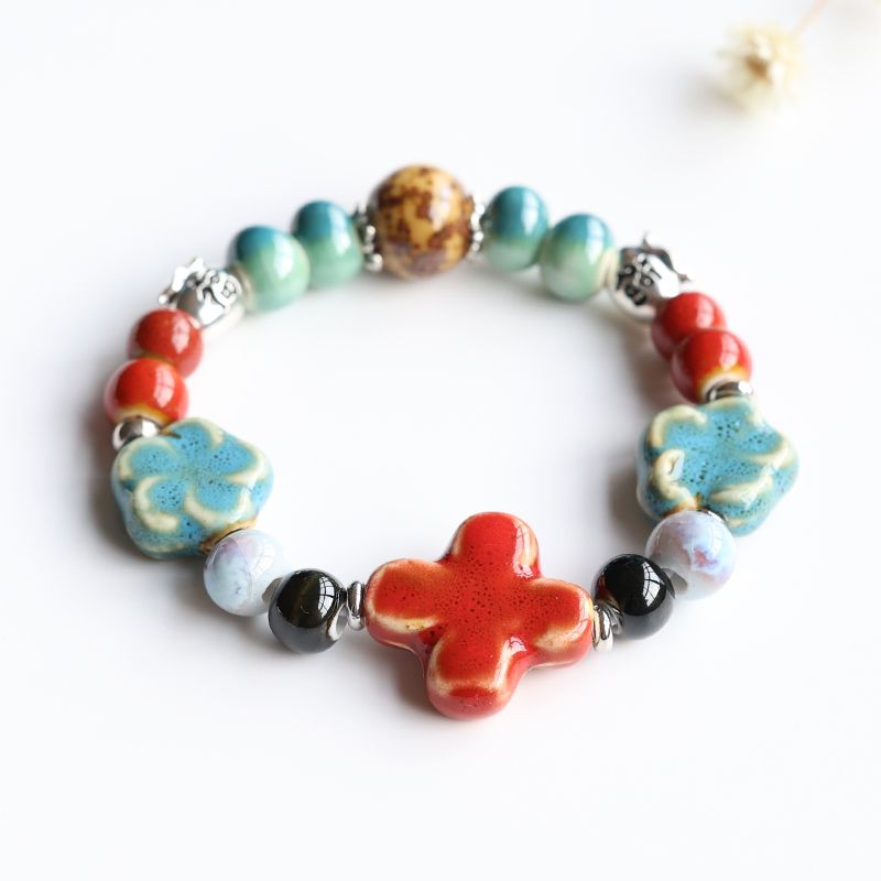 Retro Ceramic Tassel Bracelet Jingdezhen Beaded