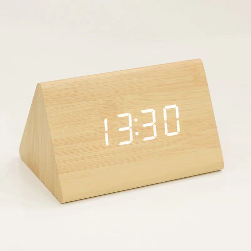 Creative Wooden Alarm Clock Simple Retro Clock Silent Luminous Student Bedside Multifunction Nordic Station Clock Electronic Clock