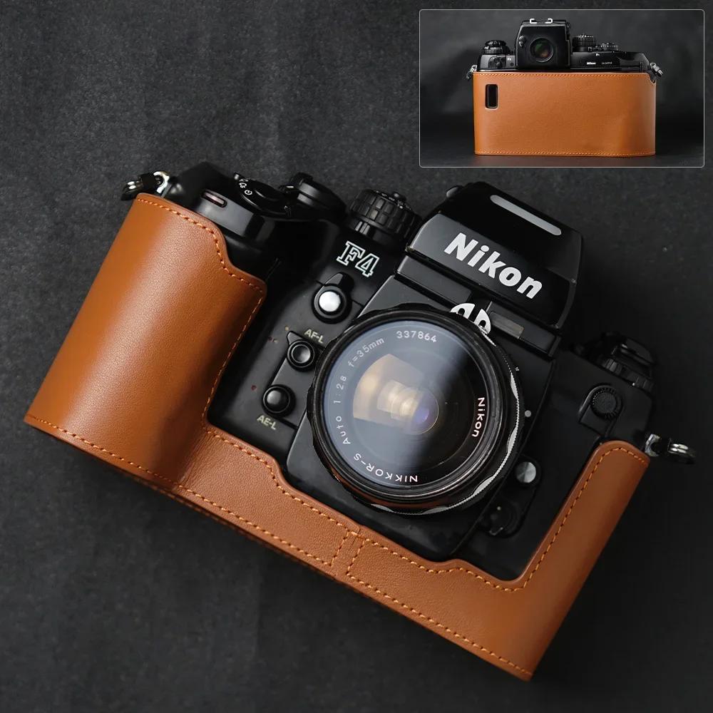 Genuine Real Leather Half Camera Case Bag Cover For Nikon F4 Case F3/F2/F/FM2/FM3A Case Camera Bag Photography Accessories