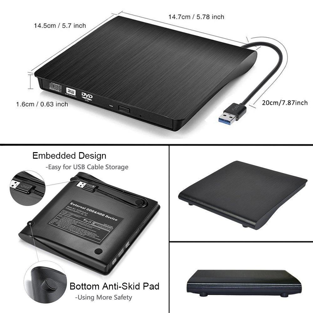 External USB 3.0 CD DVD Drive Burner Writer for Laptop Desktop Mac Windows Linux Portable High Speed