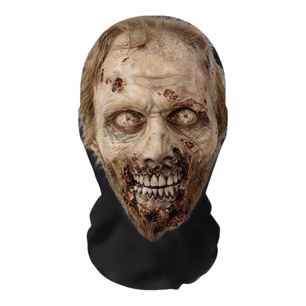 2D Flat Printed Full Face Mesh Headgear Breathable Halloween Cosplay Mask Skull Zombie Mask Prank