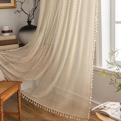 American Pastoral Lace Gauze Crochet Curtains for Windows – Ideal for Bedroom, Living Room, or Balcony