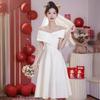 One-word Shoulder Dress, Small Evening Dress, First Love, Small White Dress, French Socialite Registration, Small People Can Usually Wear
