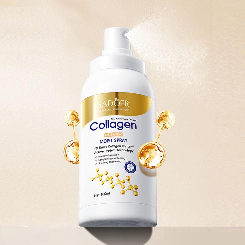 SADOER Collagen Anti Wrinkle Moisturizing Facial Spray Hydrating Brightening Soothing Face Toner Spray Facial Lotion 100ml