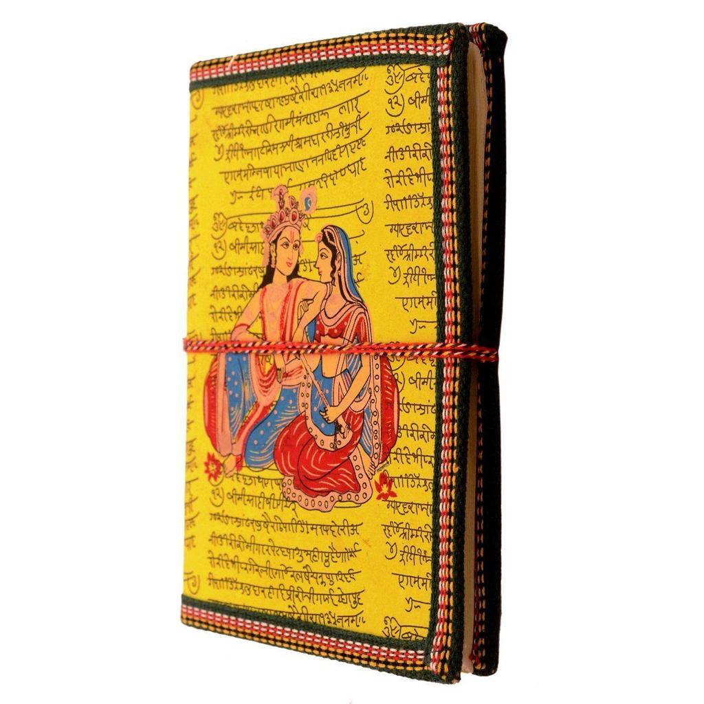 Purpledip Handmade Paper Journal Radha-Krishna: Vintage Diary Notebook With Thread Closure