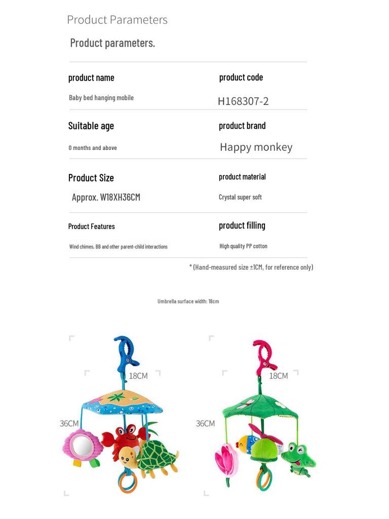 Happy Monkey Baby Crib Mobile: Newborn Bed Hanging Wind Chime & Sleep Aid Toy