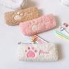 1PCS Hairy Cute Kawaii Cat Paw Plush Pencil Bag Case Girl Supplies Simple Student Stationery Pen Case Storage Bag Gifts for Kids