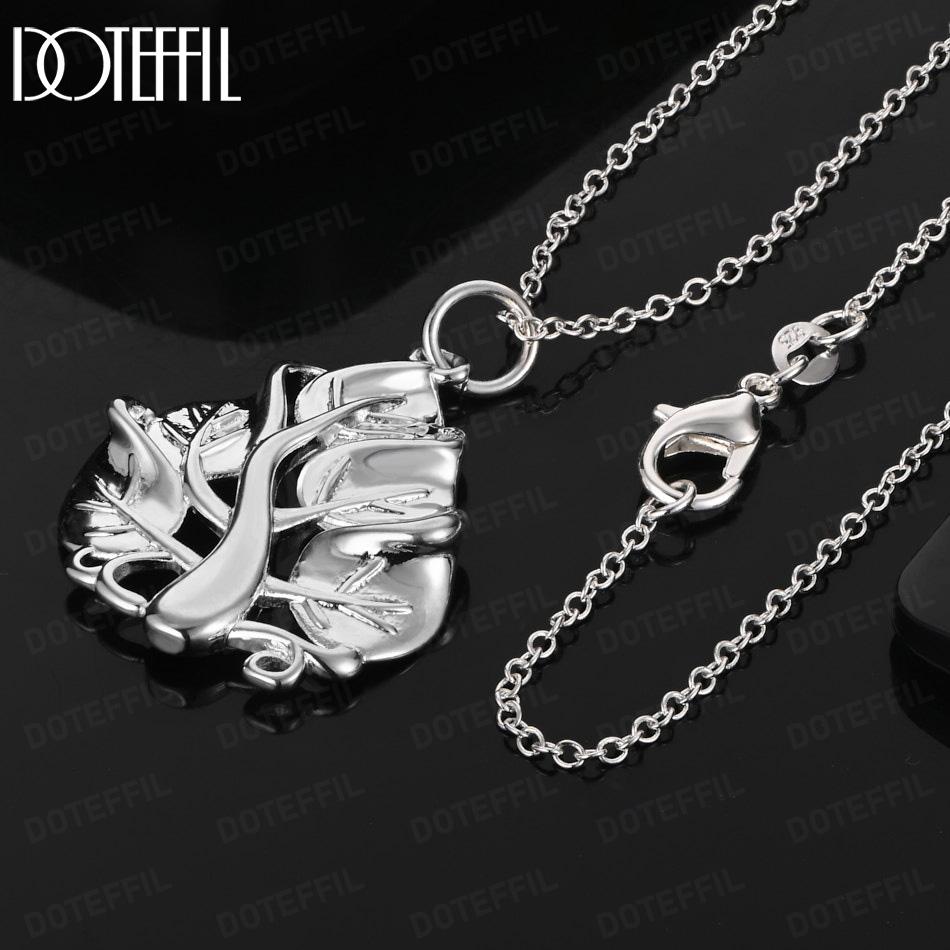 

925 Sterling Silver Fashion Jewelry Tree-Shaped Pendant Necklace 45CM