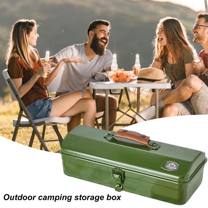 Outdoor Toolbox with Stickers Miscellaneous Tool Storage Box Camping Portable Handheld Metal Storage Box