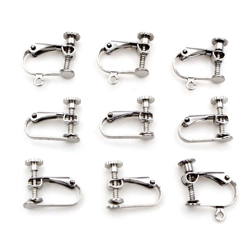 NO Fade 10pcs 15*13mm Stainless Steel Screw Ear Clip Earring Settings Rotate Pads Earring Findings 2026 New Arrival 