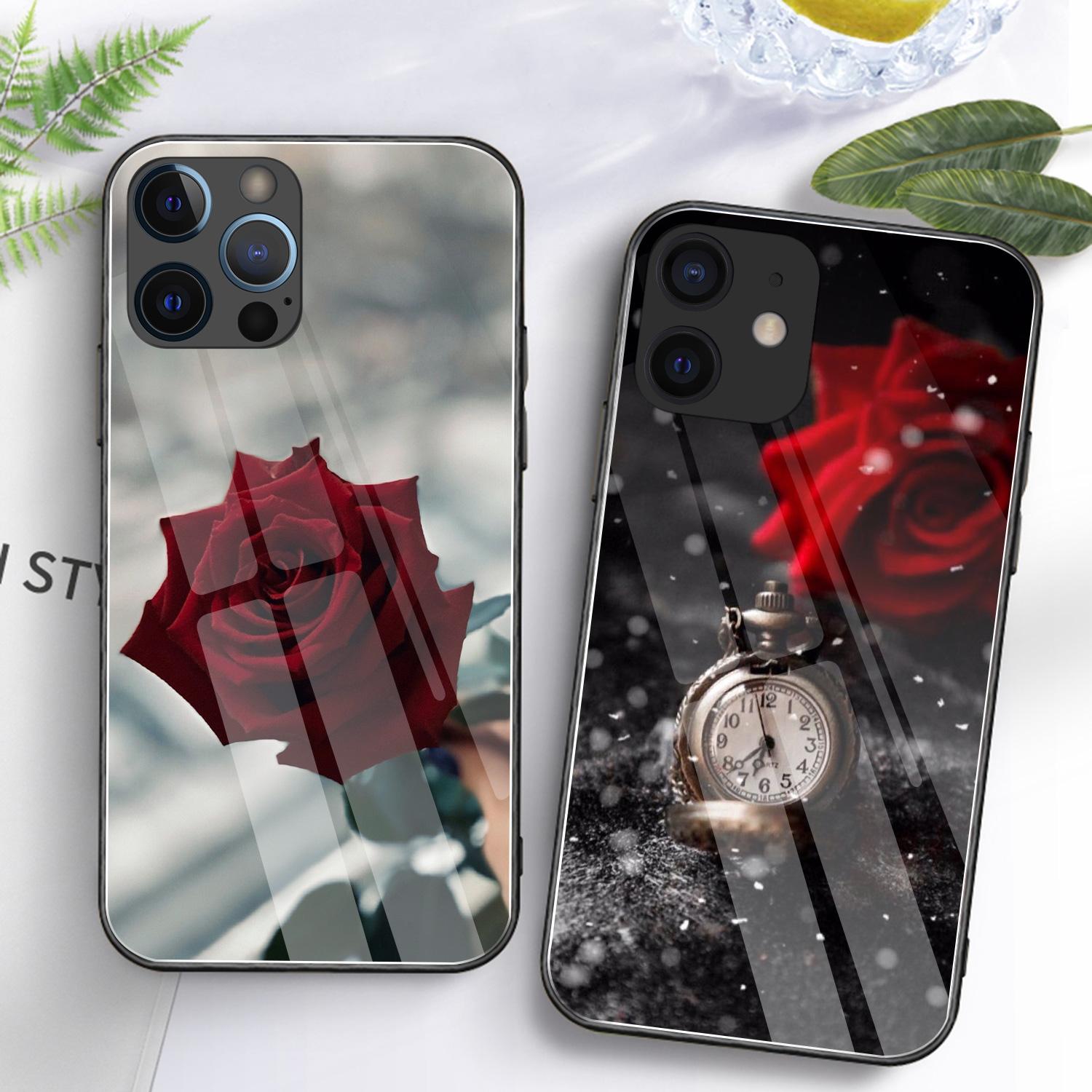 

Совместим с iPhone 14, чехол с цветочным принтом для Iphone 7, 8, 14 Plus SE Xr 11, 12, 13, 14 Pro X Xs Max, мини-чехол для телефона со стеклянной задней панелью iPhone 7 8&Silicon TPU case