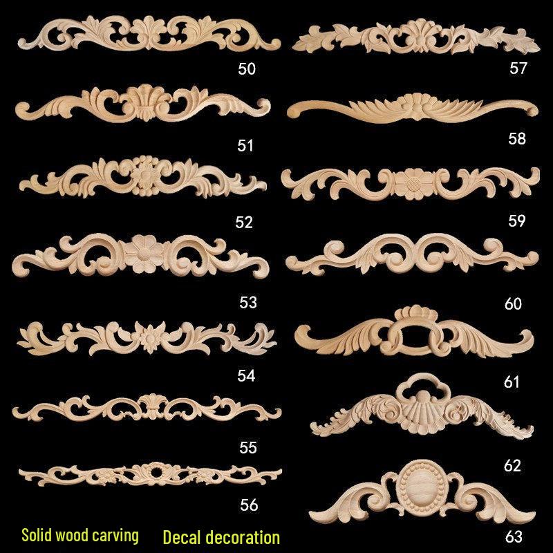 European Style Carved Solid Wood Decorative Corner Flower Molding for Cabinet Doors and Wall Protection No. 53 16*3
