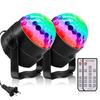 Mirror Ball Stage Lights, LED Disco Ball Lights, RGB Multi-Color Changing, Voice Activated, with Remote Control, for Stage Lighting, Birthdays, Weddin