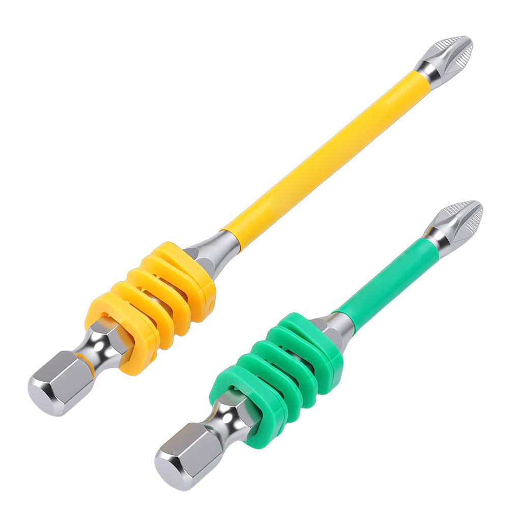 2Pcs Spring Loaded PH Screw Driver Bits Non Slip Magnet Tip 1Celsius4in Hex Shank Proof Steel for Electricians Power Drill Hand Tools 65mm 9