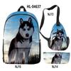 Classico Novità Strano Divertente Cool Husky Stampa 3D 3pz/Set alunno Zaini Scolastici Zaino per Viaggio per Laptop Borsa da Petto Astuccio