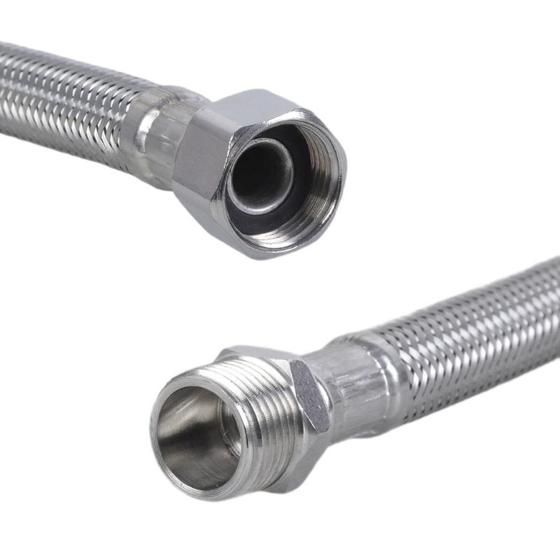 2pcs 304 Stainless Steel Flexible Pipe Water Heater Connector Hose 3/8 Inch Suitable for Faucet Water Heater Connection