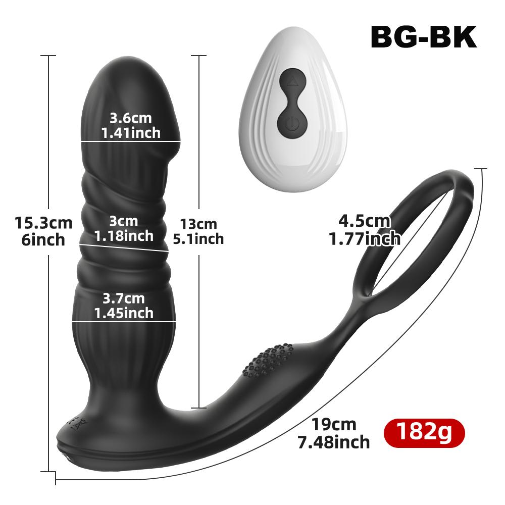 Anal Plug Stimulator Vibrator Telescopic Thrusting Penis Ring Delay Ejaculation Prostate Massager Male Adult Couple Sex Toy Vibrating Butt Plug Dildo