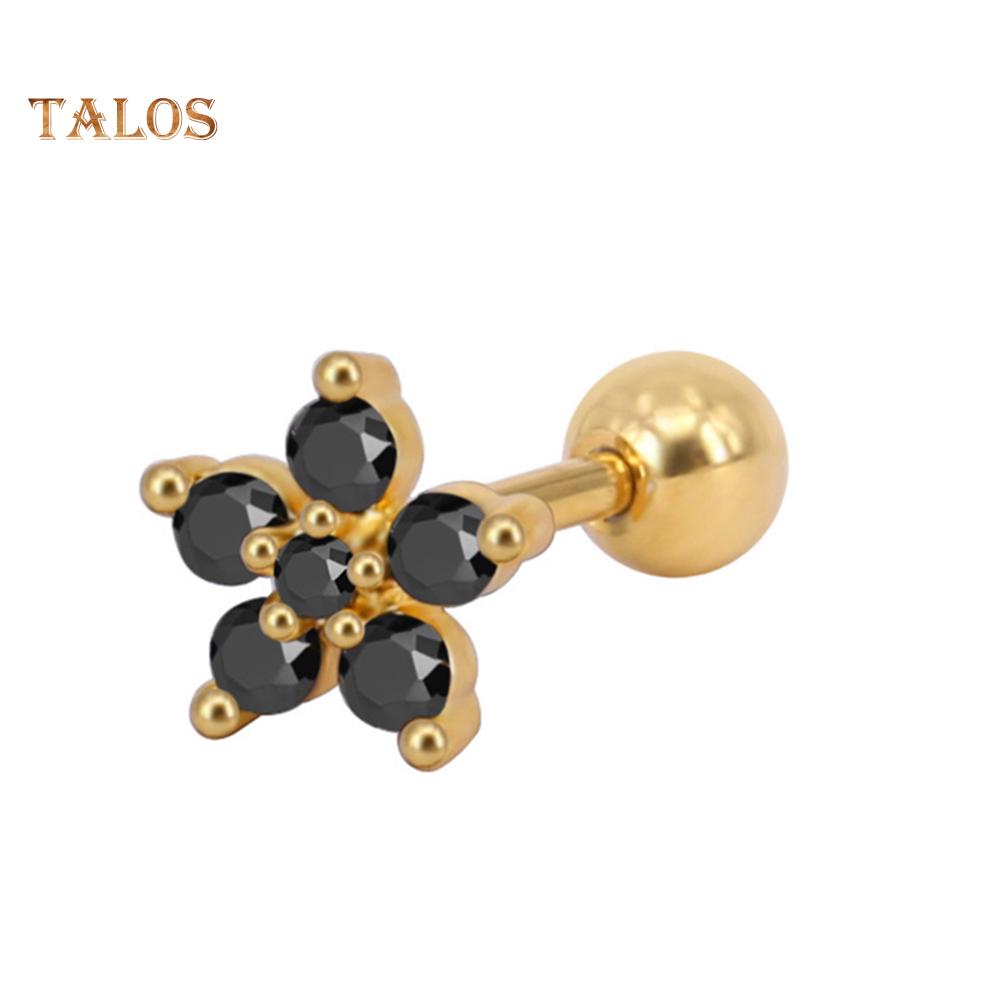 TJ Women Cubic Zirconia Flower Ear Stud Earring Piercing Cartilage Jewelry Gift